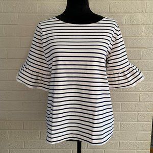 J.Crew Mariner Cloth Ruffle Sleeve Striped Top